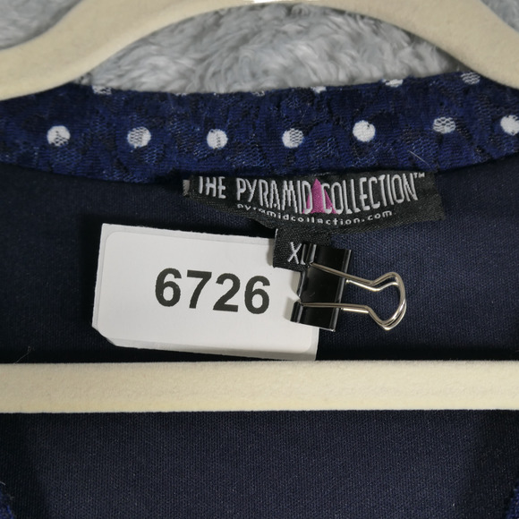 The Pyramid Collection Dress Women Size XL Blue Polka Dot Floral Lace Lined Boho - Picture 12 of 12